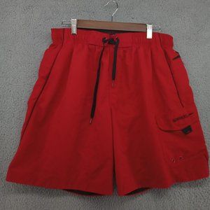 Speedo Swim Trunks Mens Large Red‎ Cargo Pocket Classic Basic Normcore